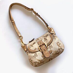 B. Makowsky Crossbody Monogram Canvas Leather Bag